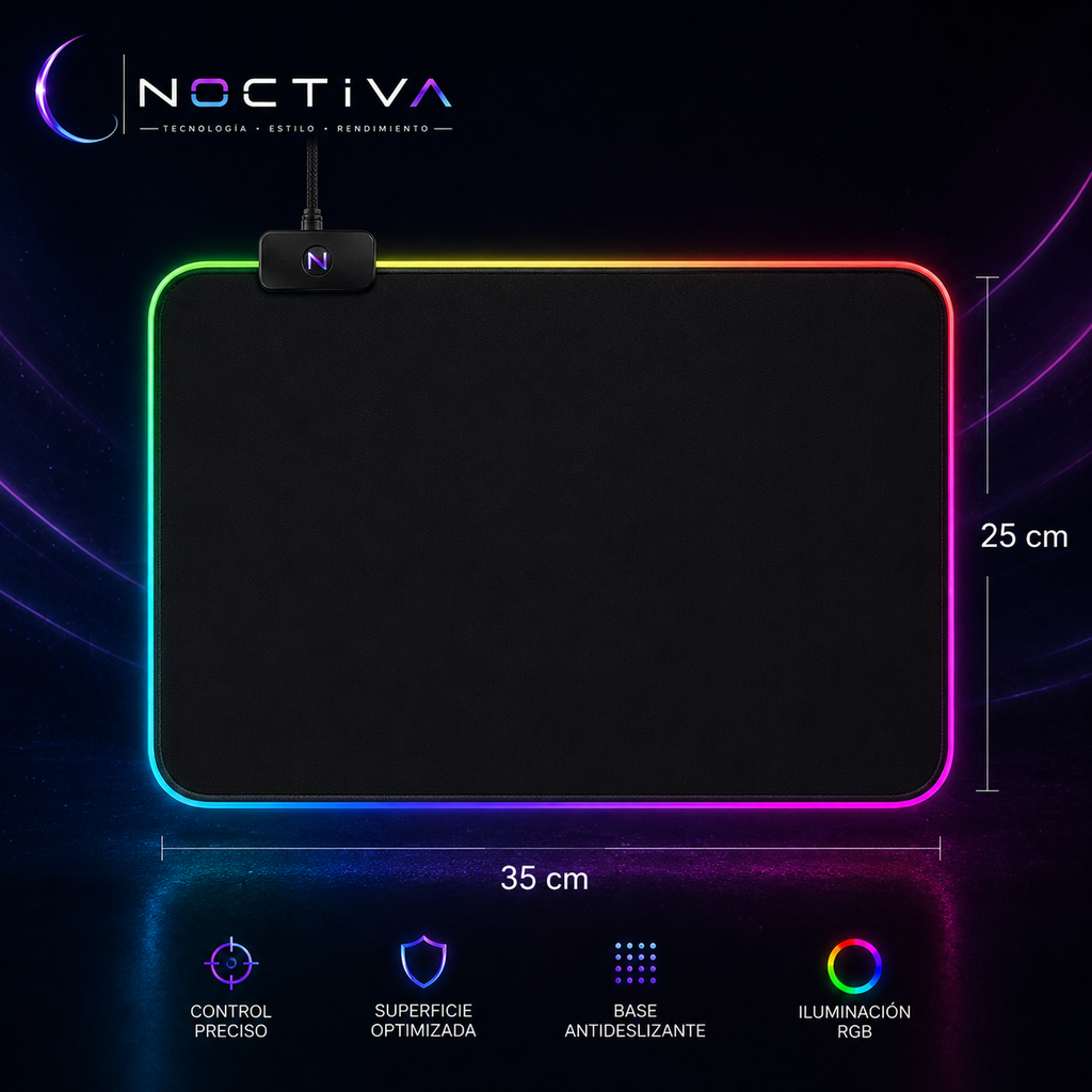 Pad Mouse Gamer Con Luces Rgb Iluminado