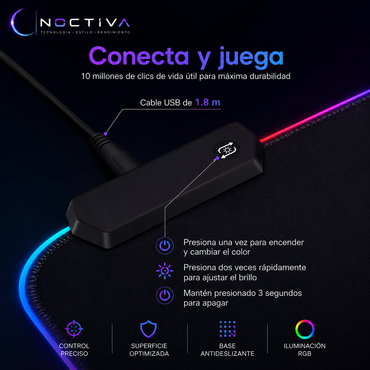 Pad Mouse Gamer Con Luces Rgb Iluminado
