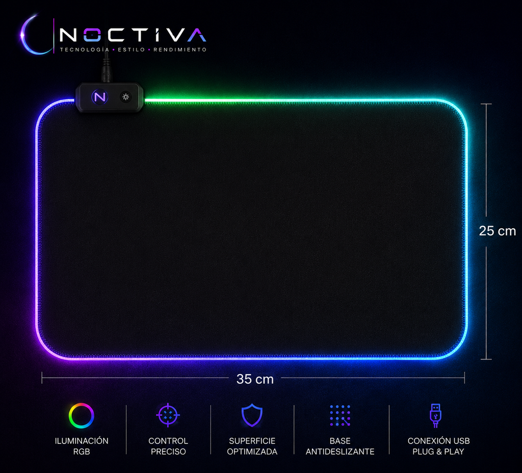 Pad Mouse Gamer Con Luces Rgb Iluminado